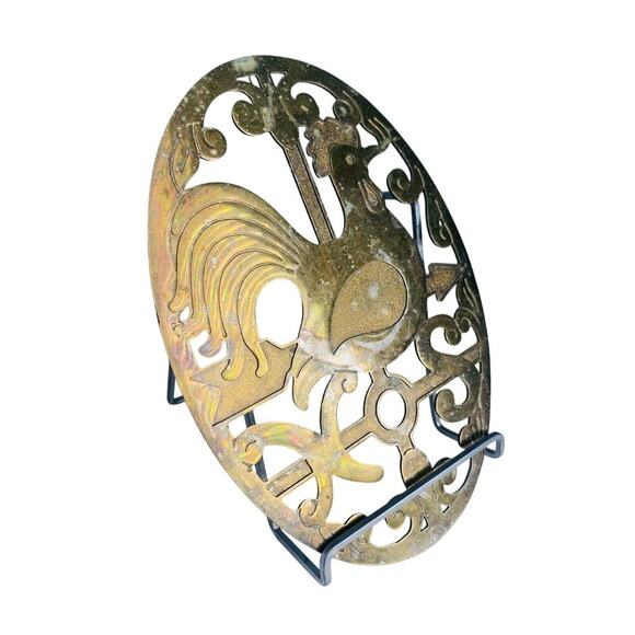 Trivet Hot Plate Rooster Silver Plate Oval Kitchen Wall Decor Made In Italy - Picture 7 of 11